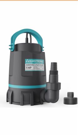 Aquastrong Sump Pump 1 HP 4500 GPH Submersible Water Pump Thermoplastic Portable Utility Pump High Flow Water Removal for Swimming Pool Garden Pond Ba