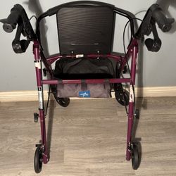 Medline Rolling Walker w/ Seat & Storage – Adjustable Height
