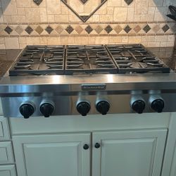 KitchenAid 36” Stainless Steel Commercial Style Gas Cooktop/Stovetop