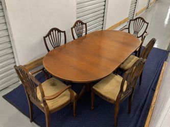 Vintage Cherry Wood Dining Set – Table + 6 Chairs