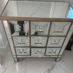 Mirrored Dresser With 9 Small Drawers
