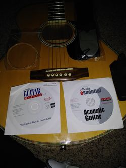 Used few time like new SEQUOIA AGW4015NA Natural Acoustic Guitar Teach Yourself Acoustic Guitar Pack Steel-string