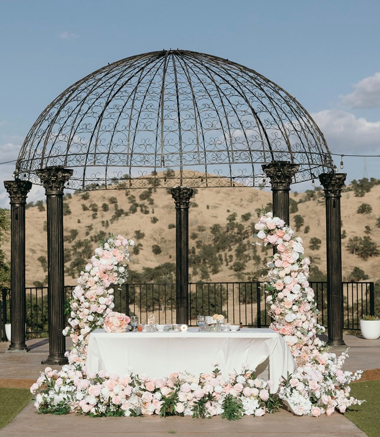 Faux Silk Flower Horn Arches And Aisle Markers