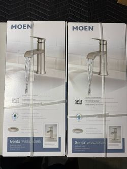 MOEN Genta Single Handle Single Hole Bathroom Faucet with Drain Kit Included in Brushed Nickel