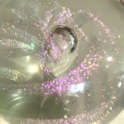 Beautiful Artist Signed Pink Iridescent Swirled Paperweight - Artist Signature BK ‘99