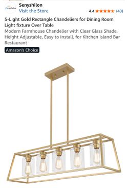 Senyshilon 5-Light Gold Rectangle Chandelier