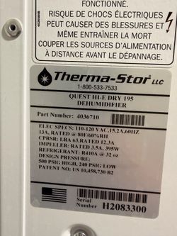 Quest Hi-E Dry 195 Dehumidifier by Therma-Stor
