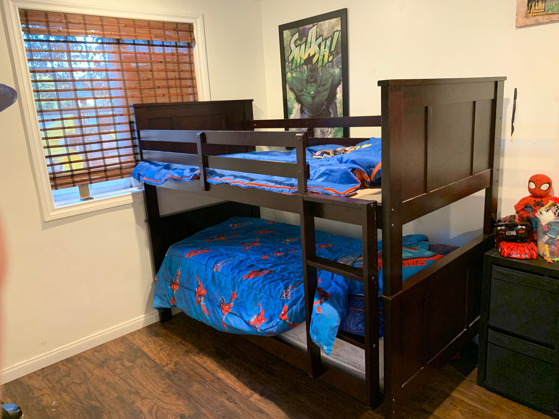 Wooden twin bunk beds