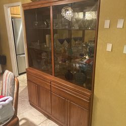 Vintage Solid Wood China Cabinet