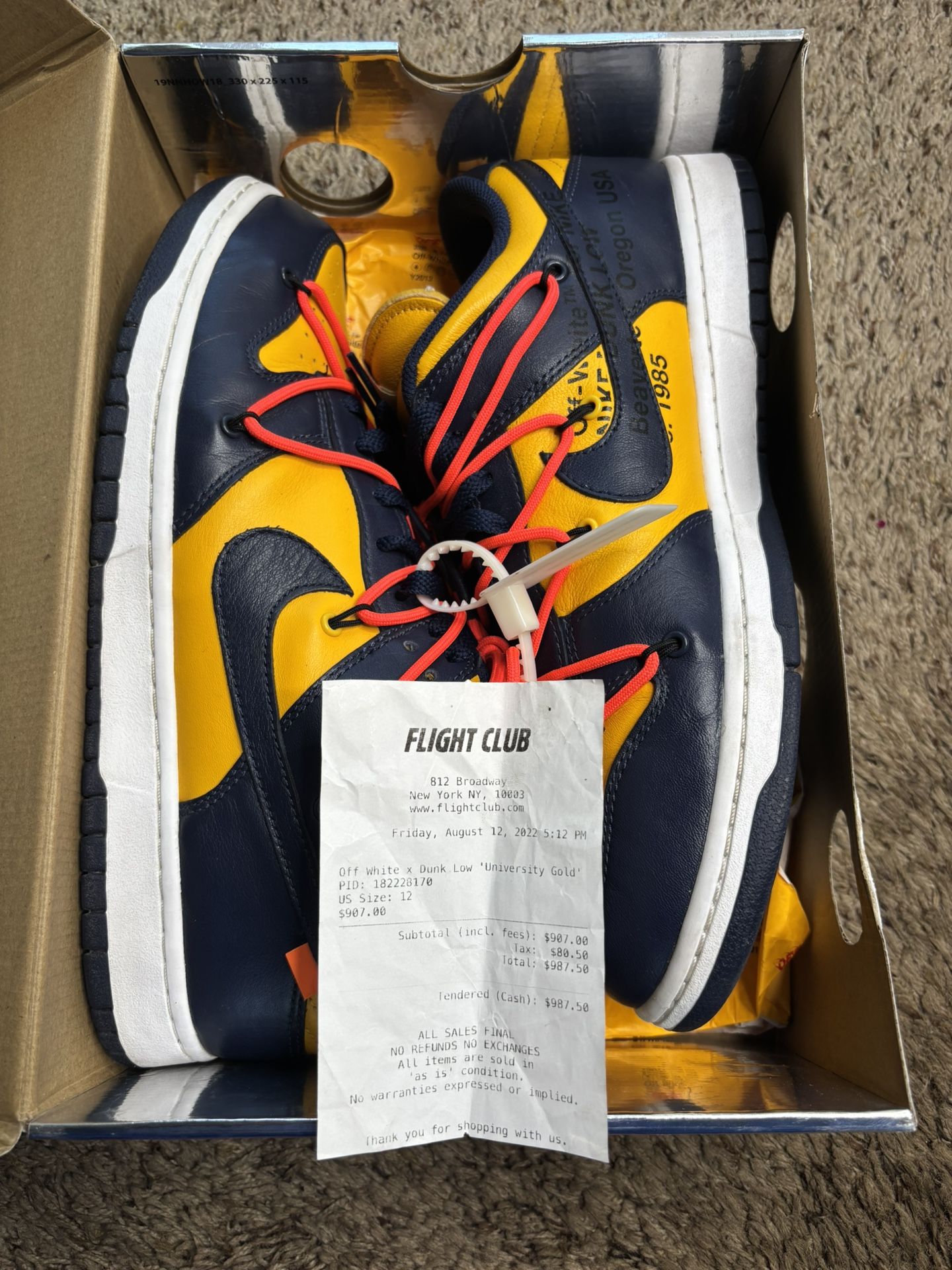 2019 Off-White x Dunk Low University Gold