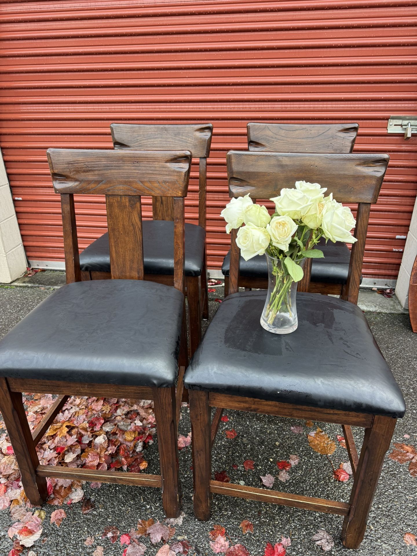 Four wooden high chairs