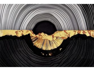 Tempered Glass w/ Foil – Abstractl Gold Circle Wall Art