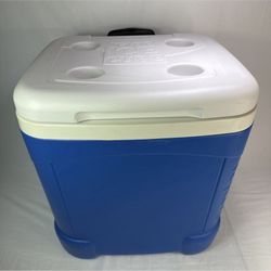 Igloo Ice Cube 60 Qt Laguna Ice Chest Cooler With Wheels Handle Camping Blue