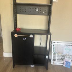 Black Storage Cabinet with Hidden Trash Can – $70