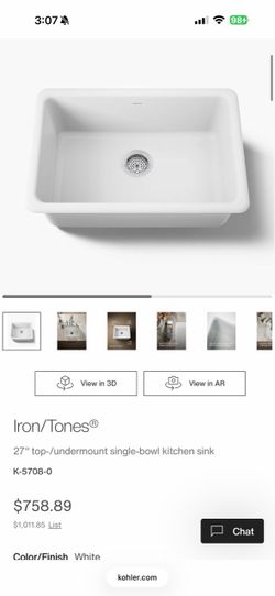 Iron/Tones® 27" top-/undermount single-bowl kitchen sink K-5708-0