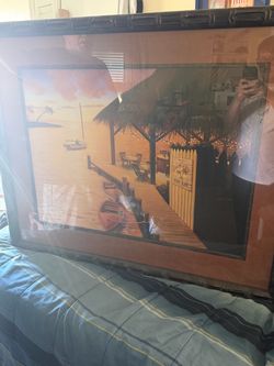 Antique painting with custom frame