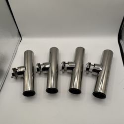 4-Pack Rail Mount Clamp-on Fishing Rod Holder, Stainless Steel, QH1