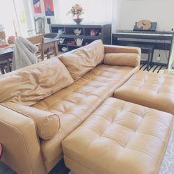 Tan leather sofa for sale (Valley Center)