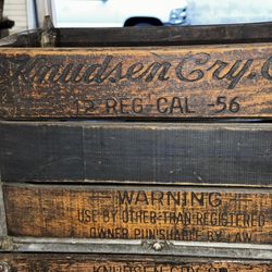 2 Vintage Knudsen Cry Co. Wooden Metal Milk Crate