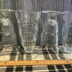 Set of 4 Vintage Soda Fountain Parfait Ice Cream Sundae Footed Glasses Heavy With Design $20