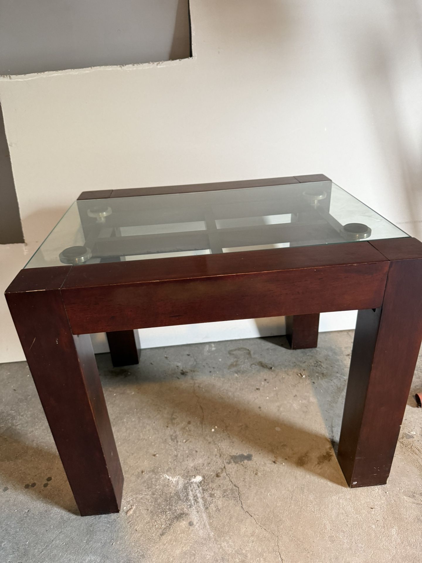 Small Wooden Glass Table 