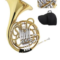 Double French Horn F/Bb 4 Keys Professional Gold Lacquered Brass Instrument