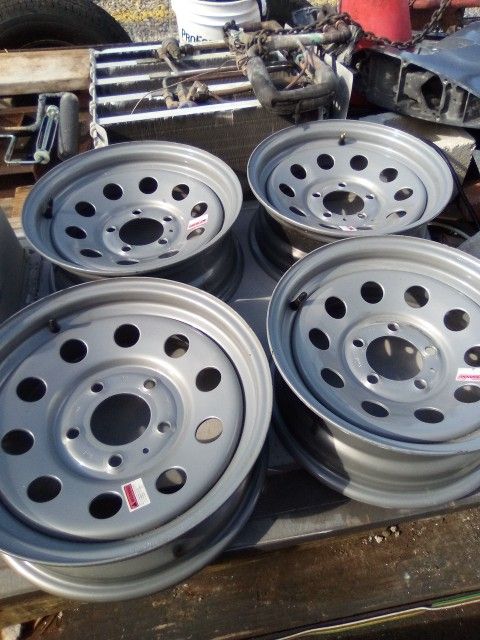 4 New 15" Steel Wheels 5"On 5 Hole Not 4-1/2" On 5 Hole ! So Goggle How To Measure If You Don't Know How To $40 Each Got New Tires Too For Extra $$