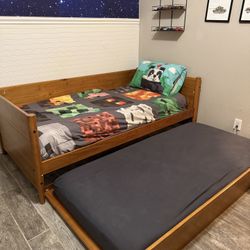 Twin Trundle Bed With Two Mattresses 
