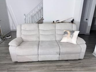 3-Seat Fabric Recliner Sofa and Loveseat with Cup Holders
