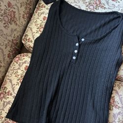 Black Sleeveless Ribbed Top