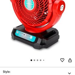 FAN WORKS WITH 18v battery and ac power cord Battery not included. Abanico portátil funciona con batería Milwaukee 18v y con conexión a luz. No viene 