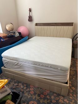 Queen bed frame and mattress FREE MUST GO