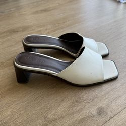 NA-KD White Square Toe Block Heels