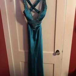 Teal blue prom dress