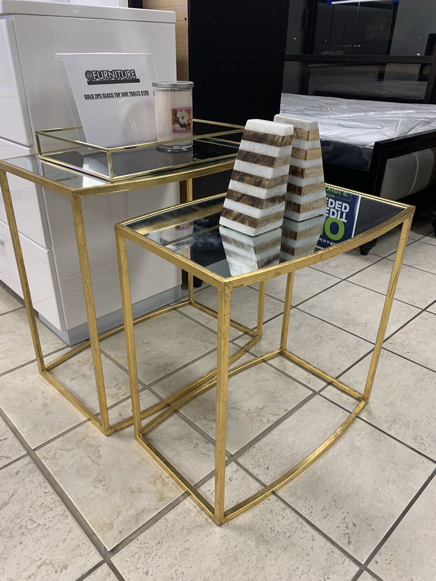 Gold Accent Side Table Set