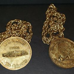 Vintage FRANK SINATRA Rare 1974 Richfield Coliseum Opening Night Pendant- matching pair