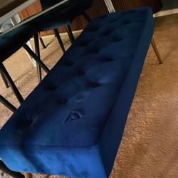 Trendy Blue Bench With Gold Legs