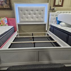 Brand New White LED King Bedframe 