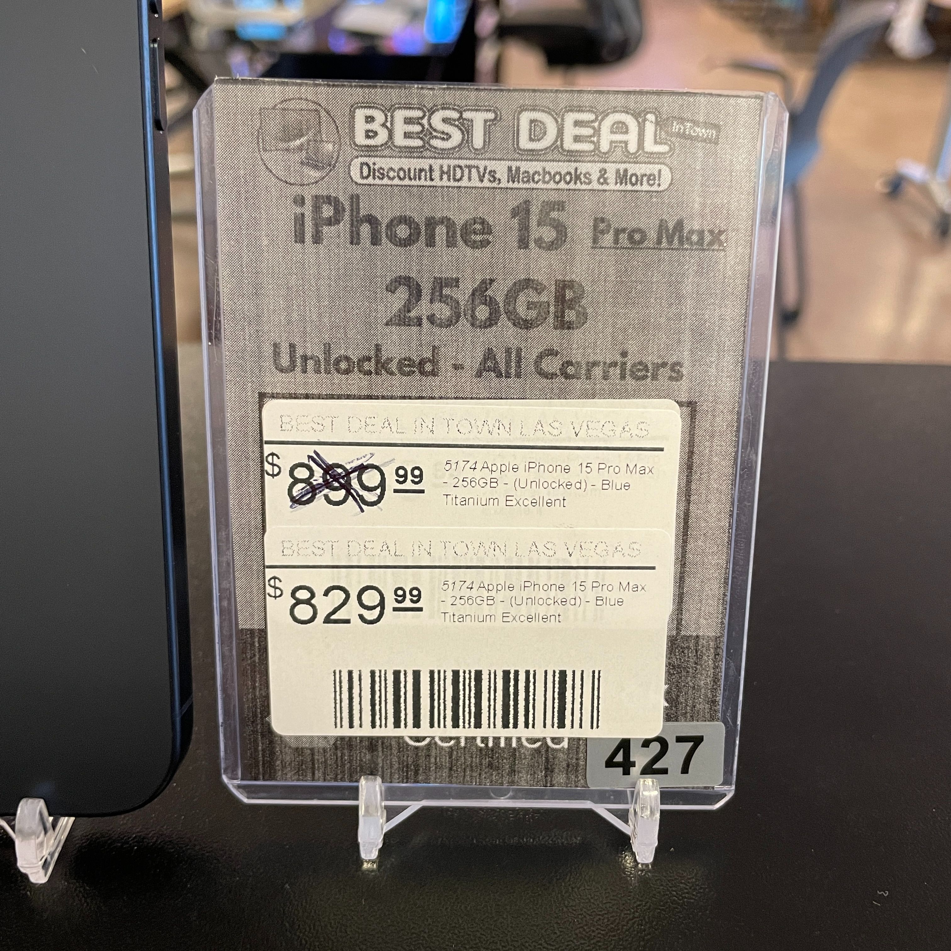 Apple iPhone 15 Pro Max (256GB, Unlocked) - Blue Titanium - Excellent