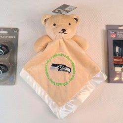 Seahawks Baby Bundle (Pacifier, Bear Blanket, Pacifier Clips)