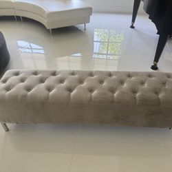 	Emerald Home Tufted Velvet Bench In Gray