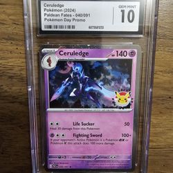 Pokemon Graded Slab CGC 10 Ceruledge #40 Paldean Fates Pokemon Day Promo (2024) Cosmo Holo
