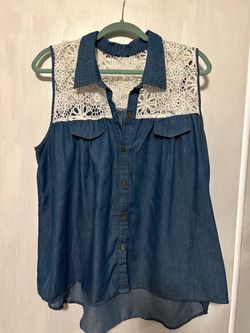 Ladies lace and blue denim shirt X-Large