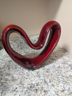 1970's Zsolnay Pecs Hungary Red Ceramic Heart Sculpture $20
