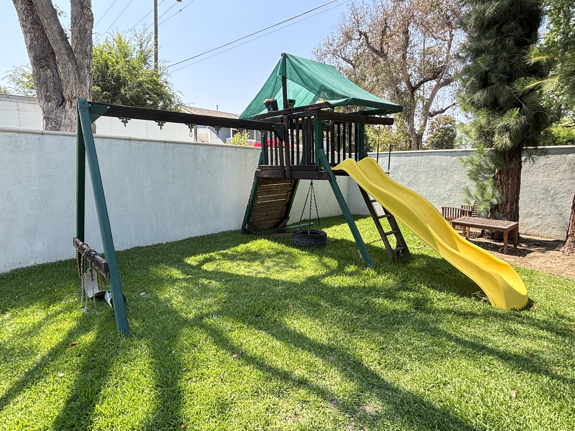 Free To Good Home Swing Set, Slide, Rock Climbing Gym Combo