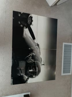 Large black and white plane poster