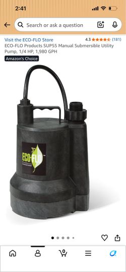 ECO-FLO SUP55 Submersible Utility Pump 1/4 HP