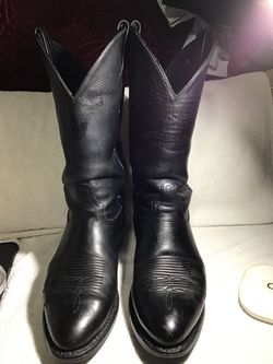 TONY LAMA COWBOY BOOTS SMOOTH SOFT LEATHER BLACK MENS SIZE 9.5D USED