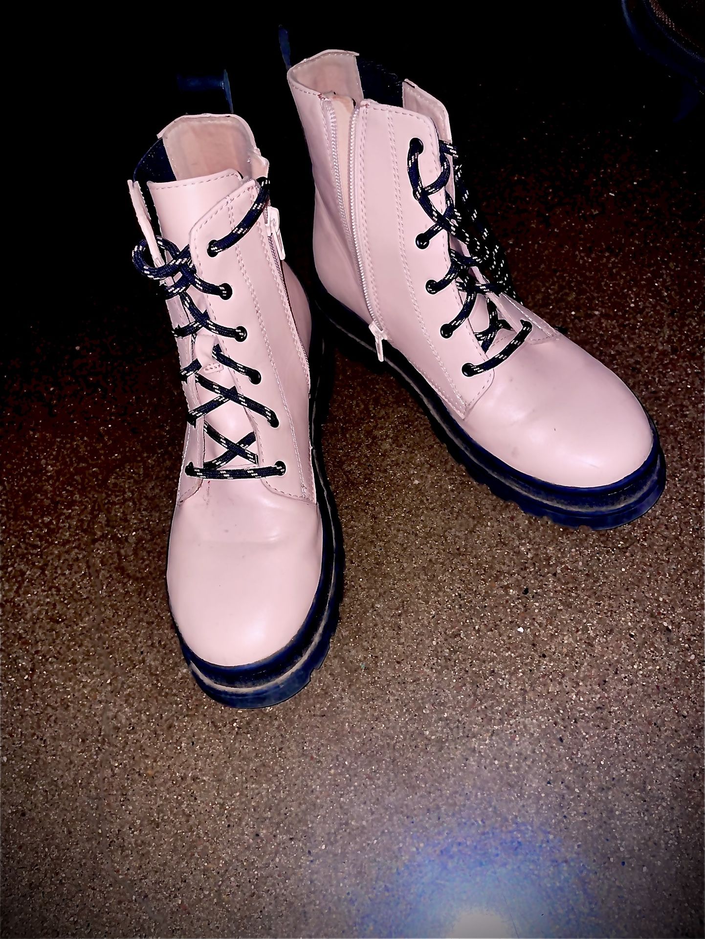 Baby Pink And Black Boots