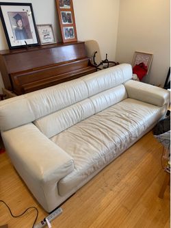 Italian leather cream sofa